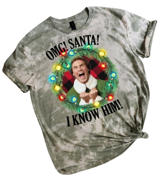Omg Santa Elf  Bleached Tee