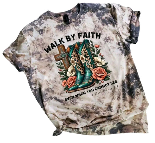 Walk By Faith Bleached Tee