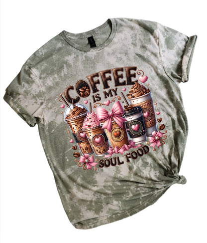 Coffee Is My Soul Food Bleached Tee
