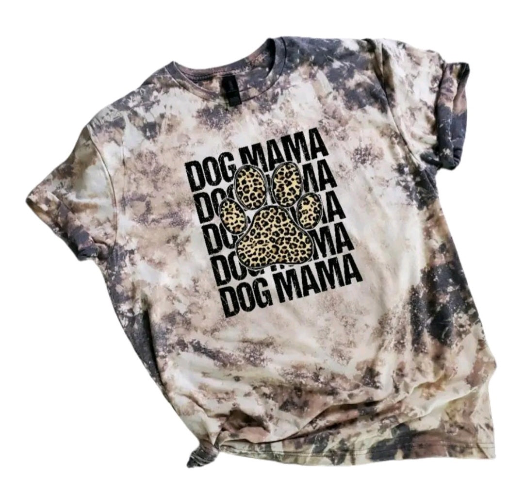 Dog Mama Leopard Paw Bleached tee