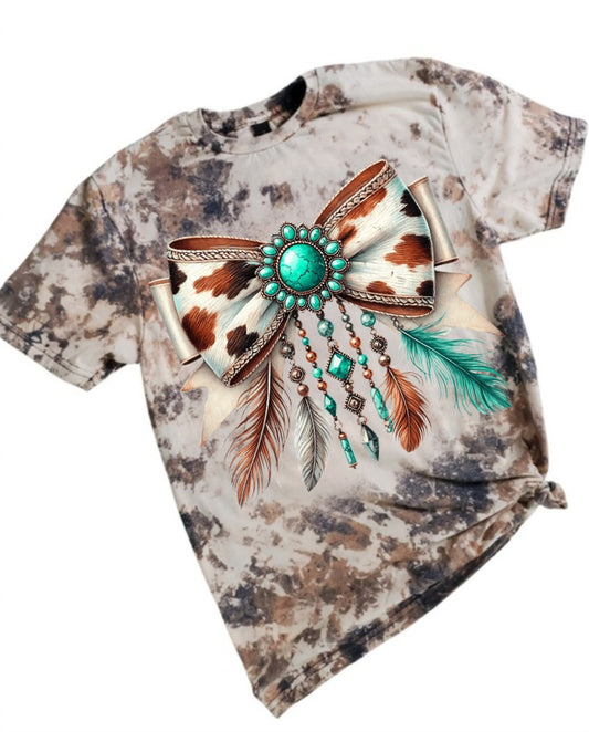 Western Bow Cowhide Bleached tee