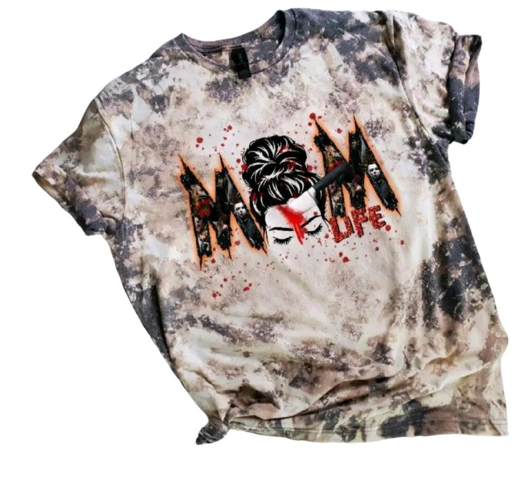 Mom Life Halloween Bleached Tee