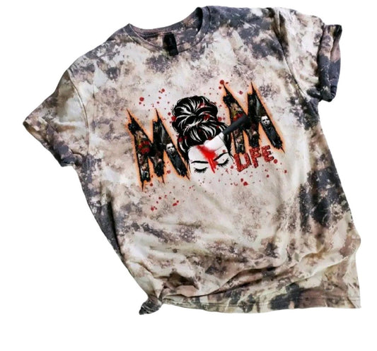Mom Life Halloween Bleached Tee