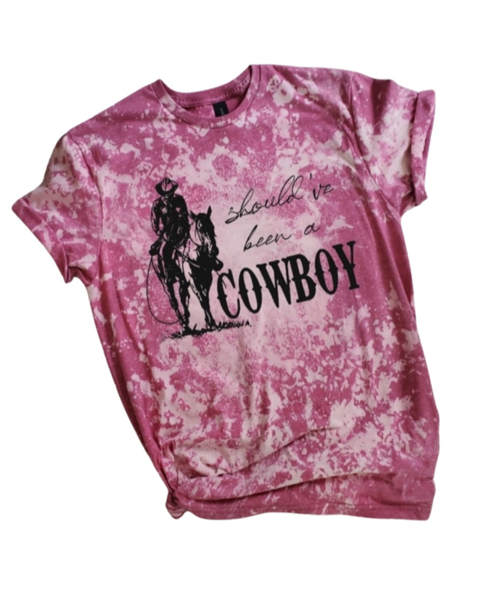 Should've Been A Cowboy Bleached tee