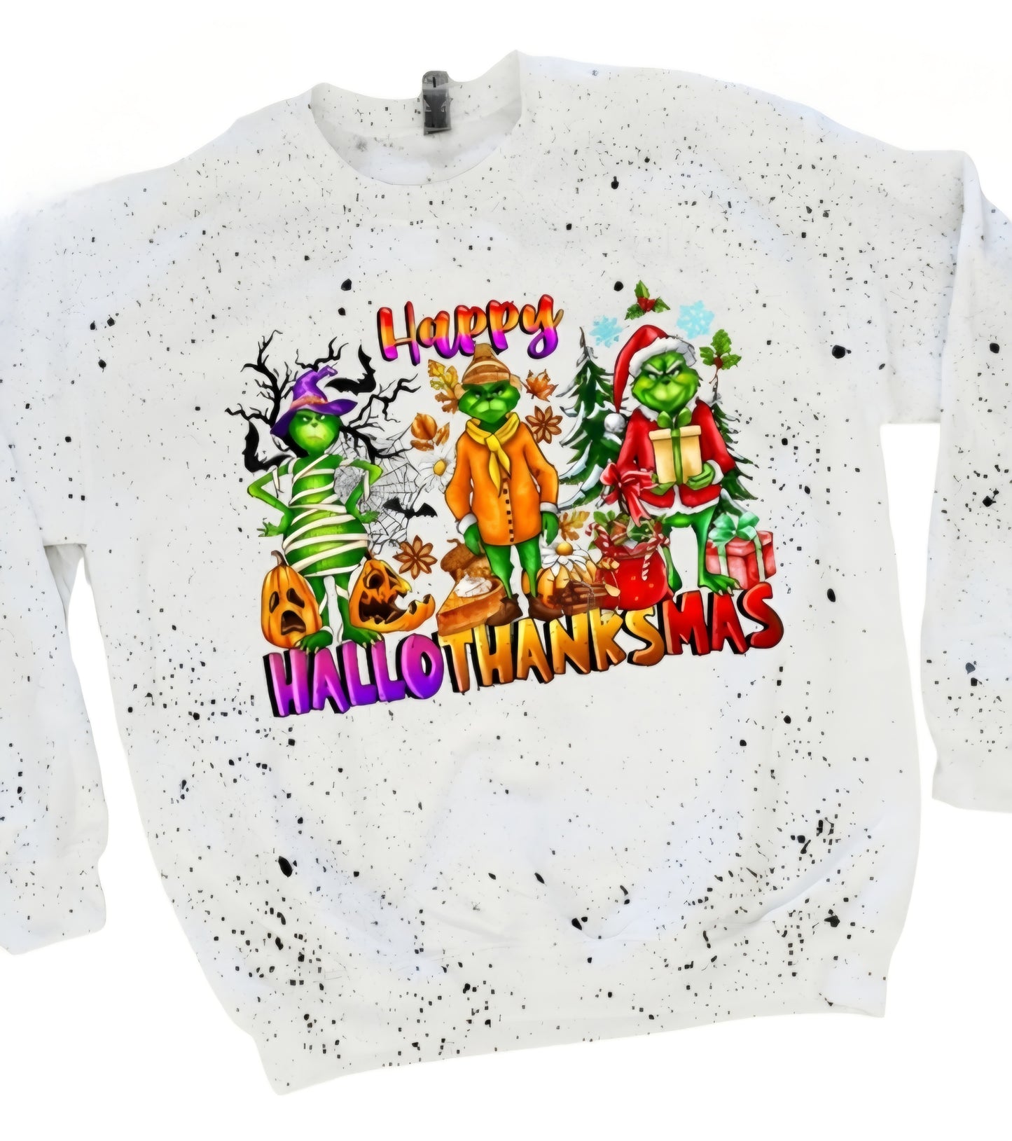Happy Hallothankmas White Sweatshirt