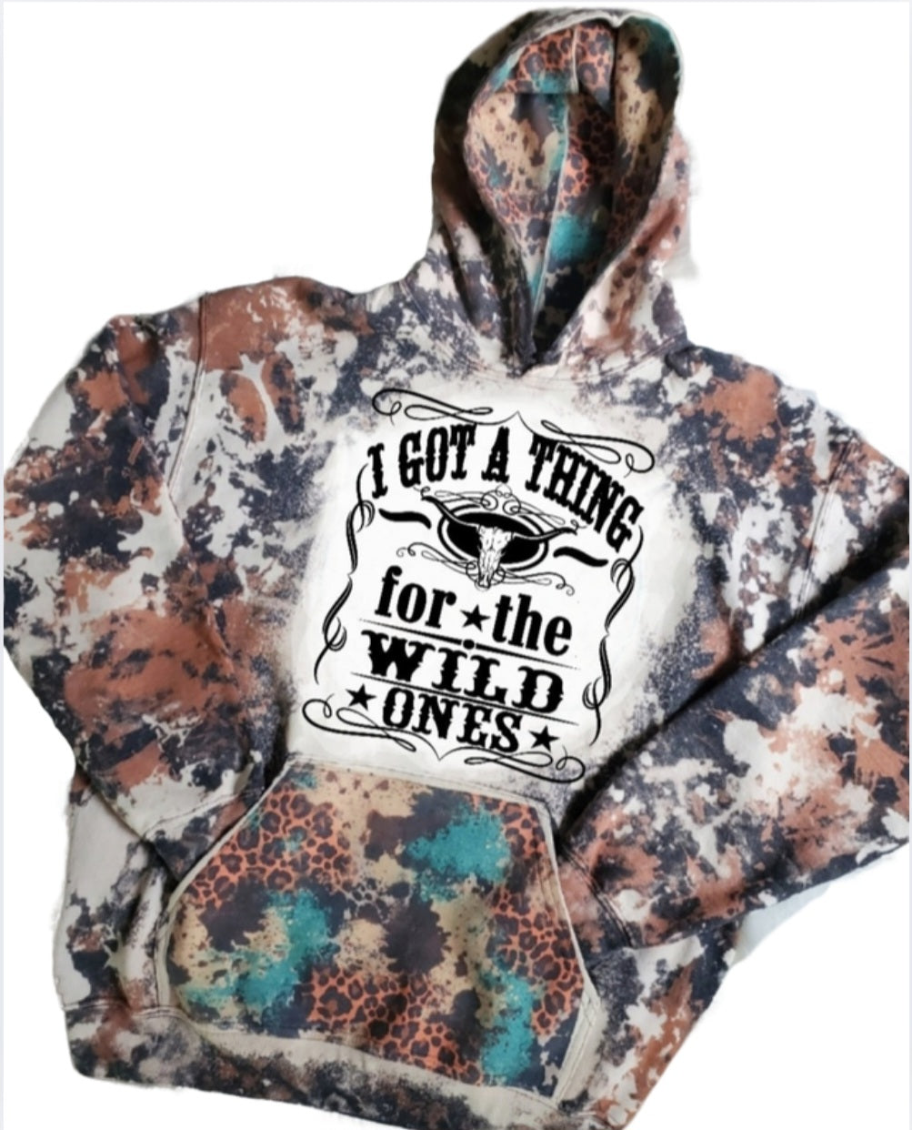 I Got A Thing For The Wild Ones Cowhide Bleached Hoodie