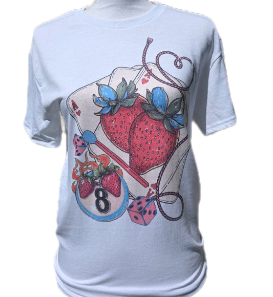 Strawberry Tee White Or  Bleached