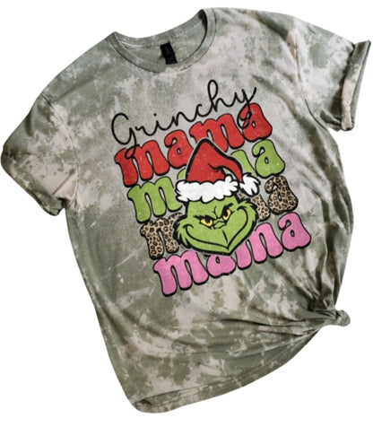 Grinchy Mama Bleached Tee