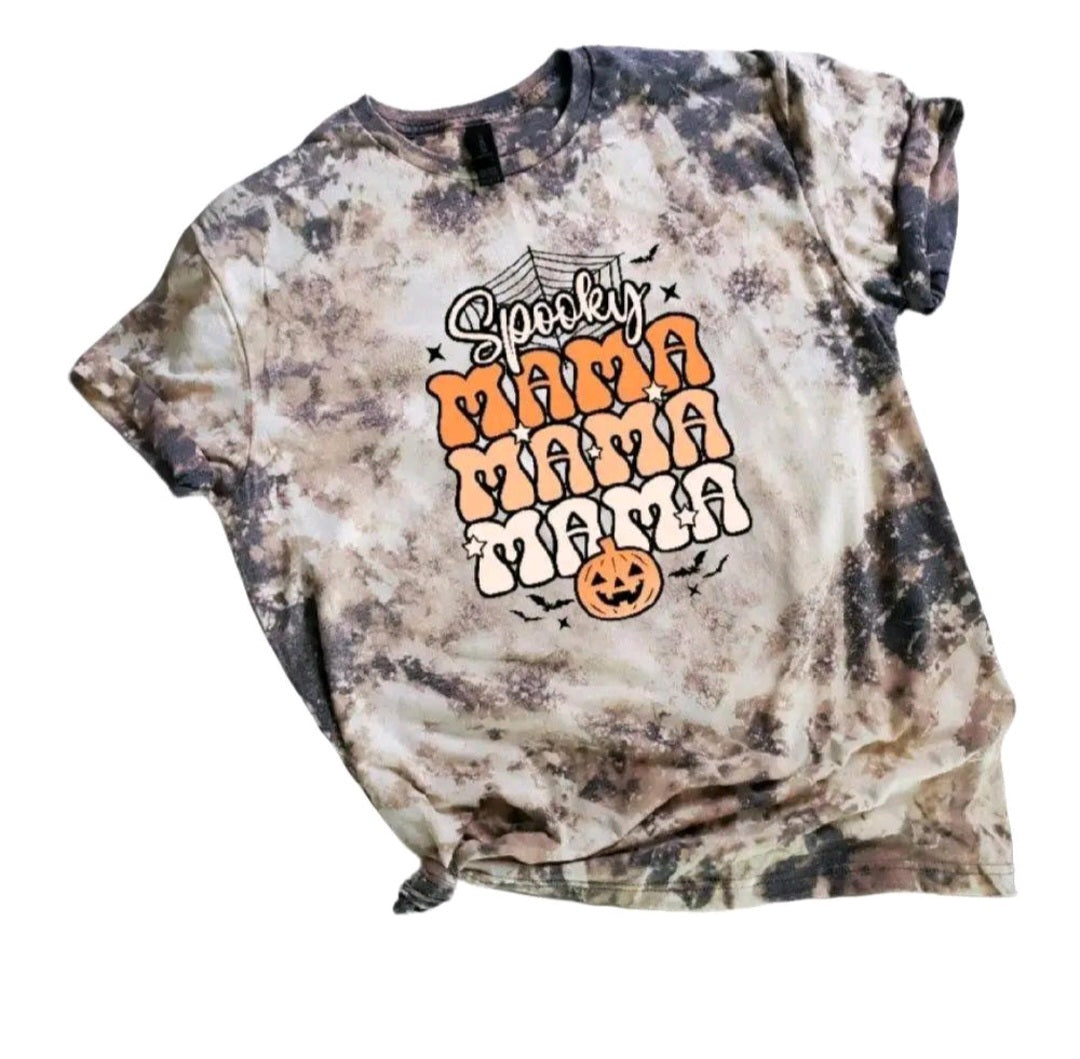 Spooky Mama Pumpkin Bleached Tee