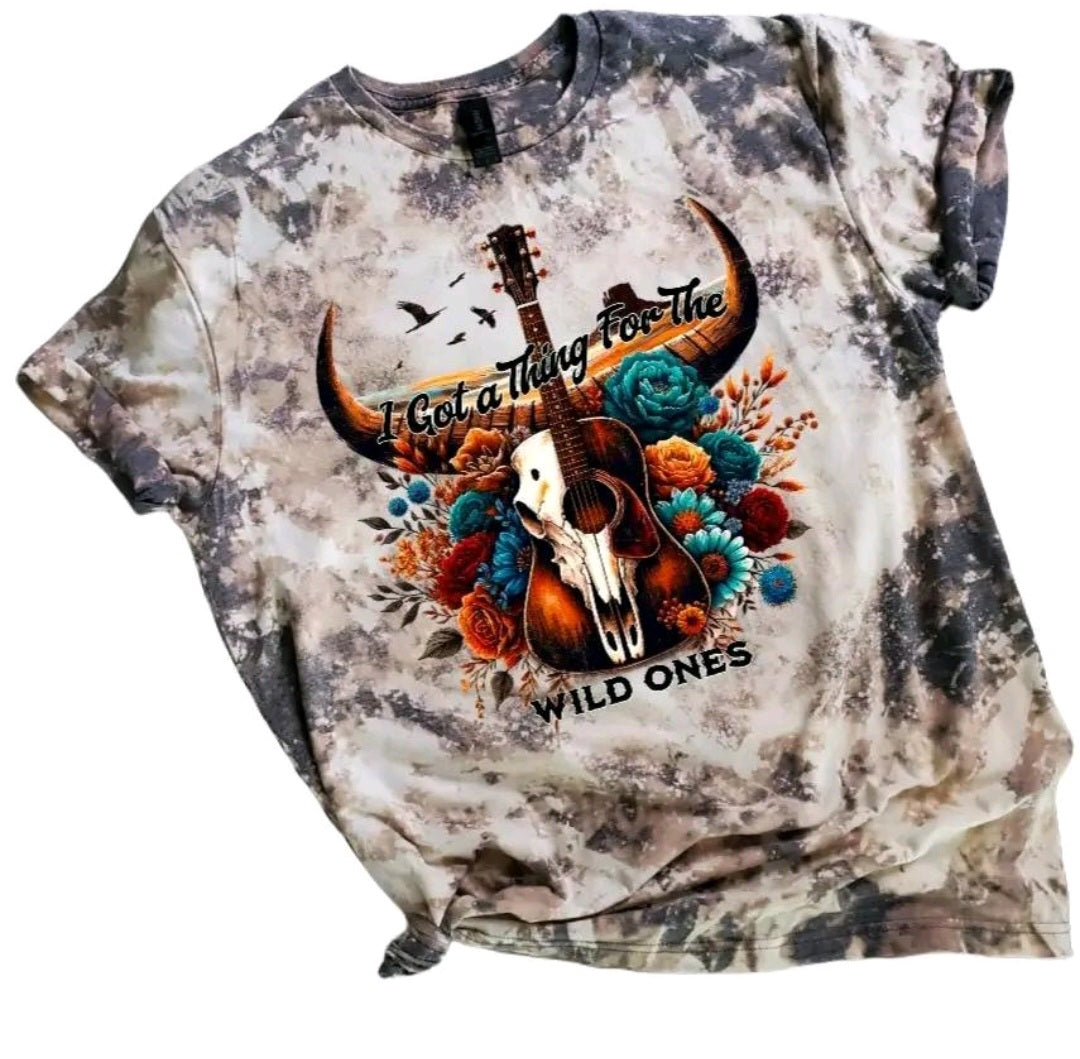 I Got A Thing For The Wild Ones Cowskull Bleached tee