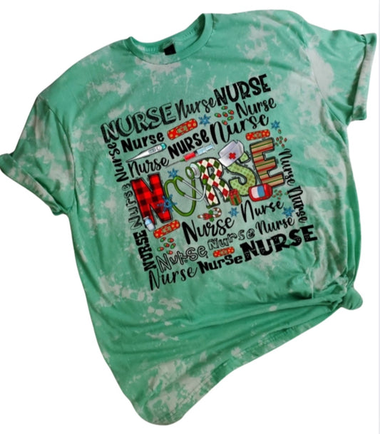 Nurse Christmas Bleached Tee
