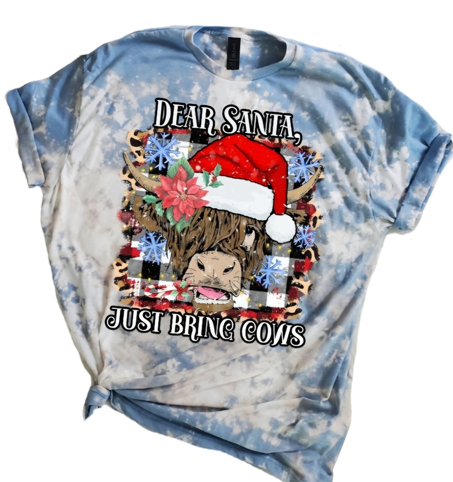Dear Santa Just Bring Cows Bleached Tee