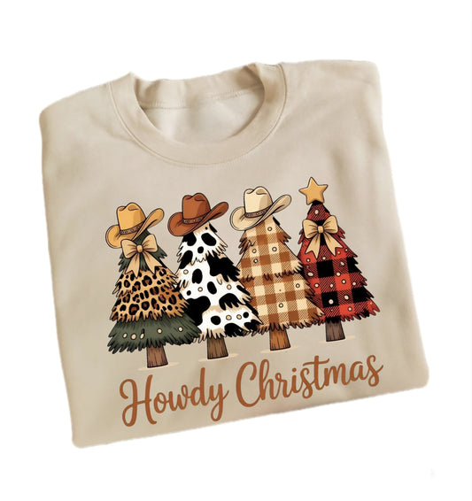 Howdy Western Christmas Tree Preppy Sweatshirt
