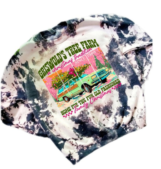 Griswold's Tree Farm Preppy Bleached Sweatshirt
