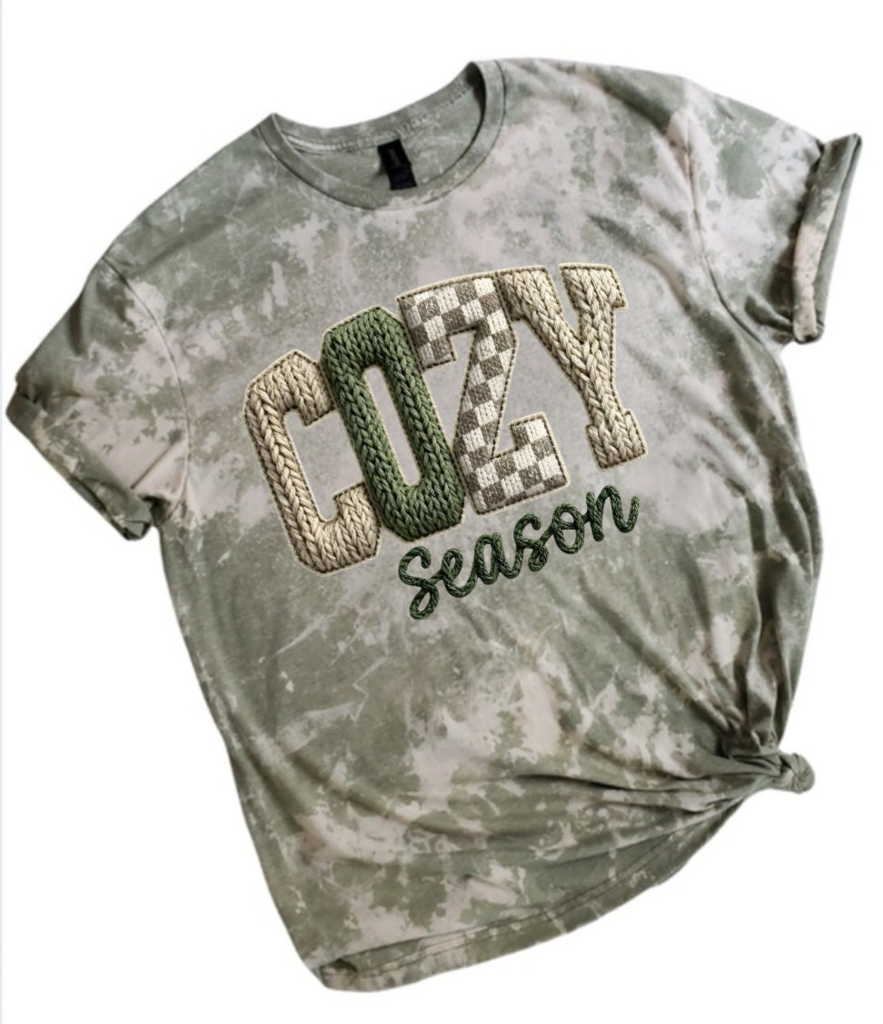 Cozy Season Faux Yarn Bleached Tee