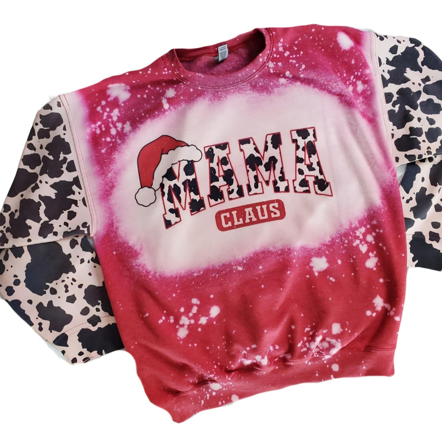 Mama Claus Cow Bleached Sweatshirt
