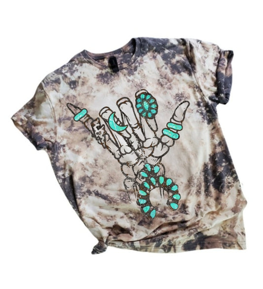 Western Skull Hand Bleached Tee