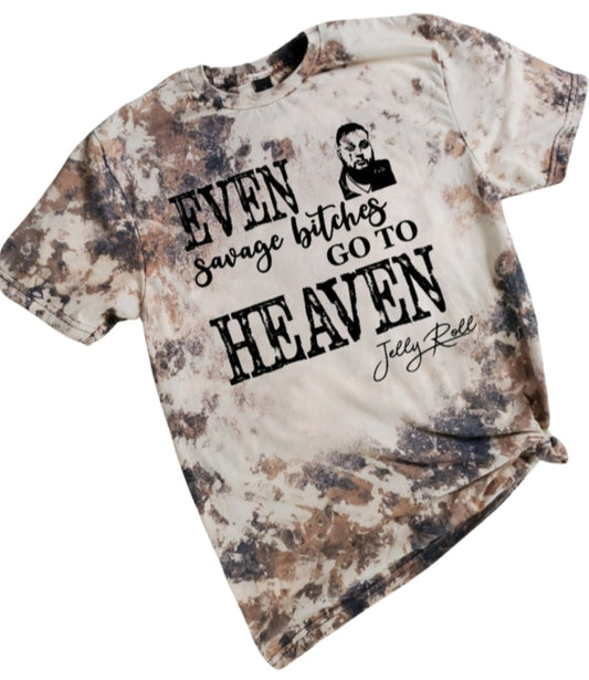 Even Savage B Go to Heaven Cowhide Bleached tee