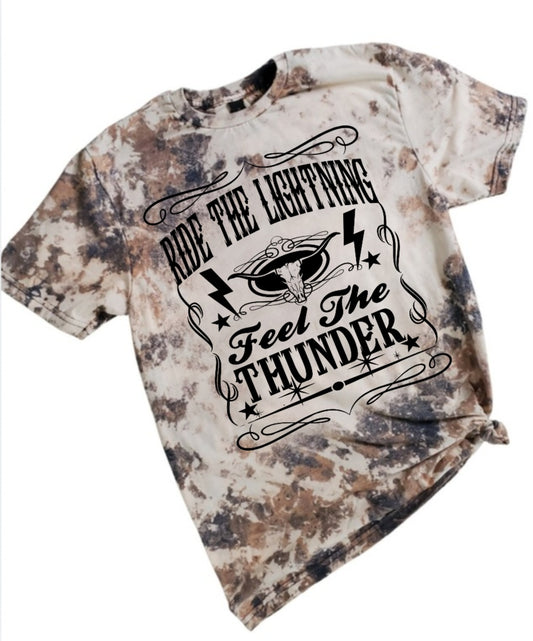 Ride The Lighting Feel The Thunder Cowhide Bleached tee